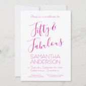 Vijftig en Fabulous Script Roze 50ste Verjaardagsf Kaart (Voorkant)