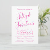 Vijftig en Fabulous Script Roze 50ste Verjaardagsf Kaart (Staand voorkant)