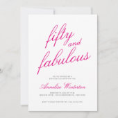 Vijftig en Fabulous Script Roze 50ste Verjaardagsf Kaart (Voorkant)