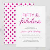 Vijftig en Fabulous Script Roze 50ste Verjaardagsf Kaart (Voorkant / Achterkant)
