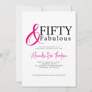 Vijftig en Fabulous Script Roze 50ste Verjaardagsf Kaart