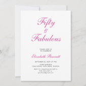 Vijftig en Fabulous Script Roze 50ste Verjaardagsf Kaart (Voorkant)