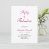 Vijftig en Fabulous Script Roze 50ste Verjaardagsf Kaart (Staand voorkant)