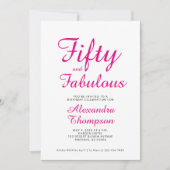 Vijftig en Fabulous Script Roze 50ste Verjaardagsf Kaart (Voorkant)