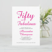 Vijftig en Fabulous Script Roze 50ste Verjaardagsf Kaart (Staand voorkant)