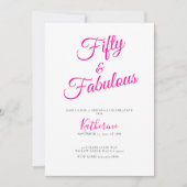 Vijftig en Fabulous Script Roze 50ste Verjaardagsf Kaart (Voorkant)