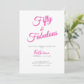 Vijftig en Fabulous Script Roze 50ste Verjaardagsf Kaart (Staand voorkant)