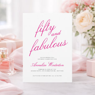 Vijftig en Fabulous Script Roze 50ste Verjaardagsf Kaart