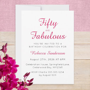 Vijftig en Fabulous Script Roze 50ste Verjaardagsf Kaart