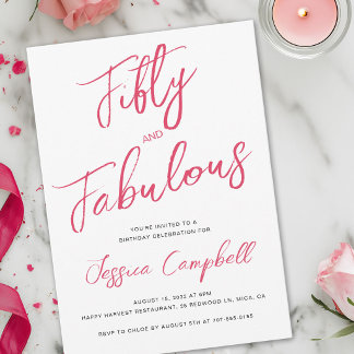 Vijftig en Fabulous Script Roze 50ste Verjaardagsf Kaart