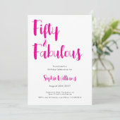 Vijftig en Fabulous Script Roze 50ste Verjaardagsf Kaart (Staand voorkant)