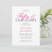 Vijftig en Fabulous Script Roze 50ste Verjaardagsf Kaart (Staand voorkant)