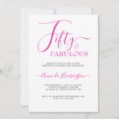 Vijftig en Fabulous Script Roze 50ste Verjaardagsf Kaart (Voorkant)