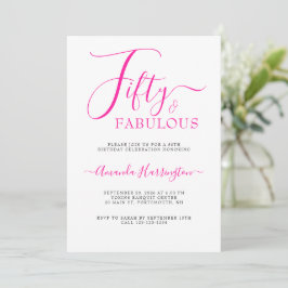 Vijftig en Fabulous Script Roze 50ste Verjaardagsf Kaart