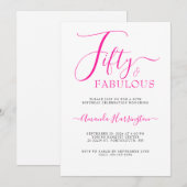 Vijftig en Fabulous Script Roze 50ste Verjaardagsf Kaart (Voorkant / Achterkant)