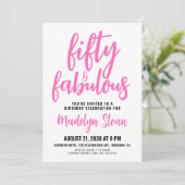 Vijftig en Fabulous Script Roze 50ste Verjaardagsf Kaart (Staand voorkant)