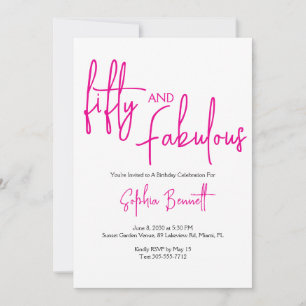 Vijftig en Fabulous Script Roze 50ste Verjaardagsf Kaart