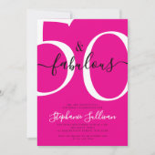 Vijftig en Fabulous Script Roze 50ste Verjaardagsf Kaart (Voorkant)