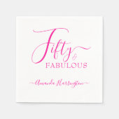 Vijftig en Fabulous Script Roze 50ste Verjaardagsf Servet (Voorkant)