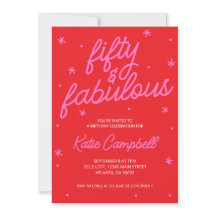 Vijftig en Fabulous Script Roze Rood 50e Verjaarda