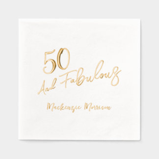 Vijftig en Fabulous Script Verjaardagsfeestje Folie Servetten