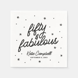 Vijftig en Fabulous Script Zwart Witte Verjaardag Servet