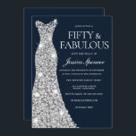 Vijftig en Fabulous Silver Diamond Gown 50th Birth Kaart<br><div class="desc">Vijftig en verbazingwekkend!! Silver Diamond Gown Womans 50th Birthday Party Invitation Variations to the uitnodiging and matching items in our store</div>