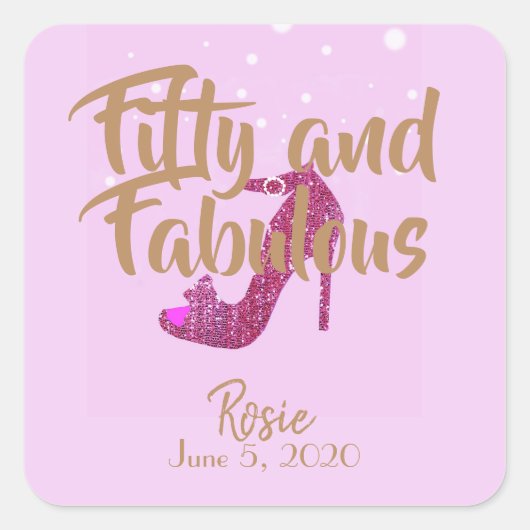Vijftig en Fabulous Sparkly Hot Roze Schoen GirlyT Vierkante Sticker (Voorkant)