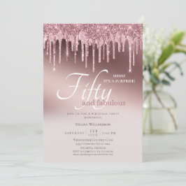 Vijftig en Fabulous Surprise Pink Glitter Birthday Kaart