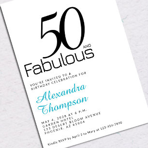 Vijftig en Fabulous Turquoise 50e Verjaardagsfeest Kaart