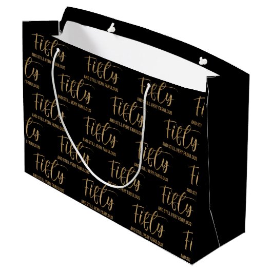 Vijftig en Fabulous Verjaardag Groot Cadeauzakje (Achterkant Gekanteld)