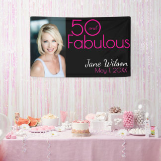 Vijftig en Fabulous Vet Foto 50ste Verjaardagsfees Spandoek