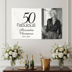 Vijftig en Fabulous Vet Foto 50ste Verjaardagsfees Spandoek