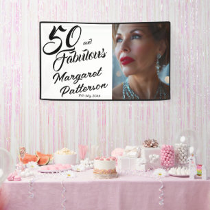 Vijftig en Fabulous Vet Foto 50ste Verjaardagsfees Spandoek
