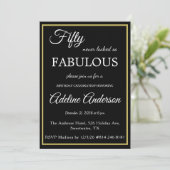 Vijftig en Fabulous Vrouw Zwart Goud 50ste Verjaar Kaart (Staand voorkant)