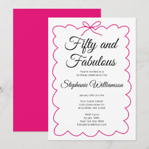 Vijftig en Fabulous Whimsical Roze en Zwarte Scrip Kaart