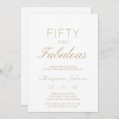 Vijftig en Fabulous White Gold Modern 50e verjaard Kaart (Voorkant / Achterkant)