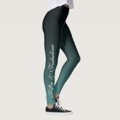 Vijftig en Fabulous White op Blauwgroen en zwarte  Leggings (Rechts)