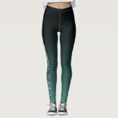 Vijftig en Fabulous White op Blauwgroen en zwarte  Leggings (Voorkant)