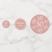 Vijftig en Fabulous Witte Script Roze Gouden Glitt Confetti (Achterkanten)