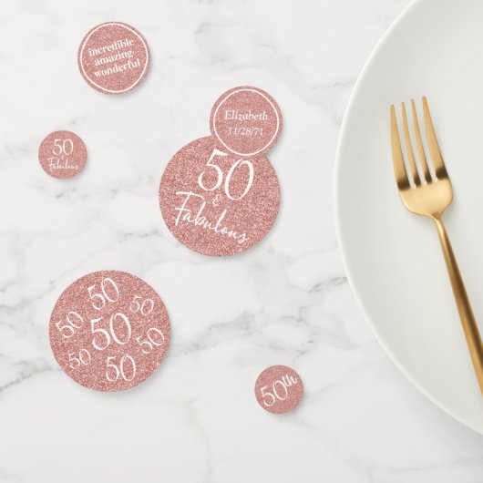 Vijftig en Fabulous Witte Script Roze Gouden Glitt Confetti (Groep)
