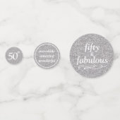 Vijftig En Fabulous Zilver Wit Glitter Tafel Confetti (Voorkanten)