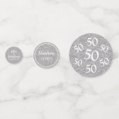 Vijftig En Fabulous Zilver Wit Glitter Tafel Confetti (Achterkanten)