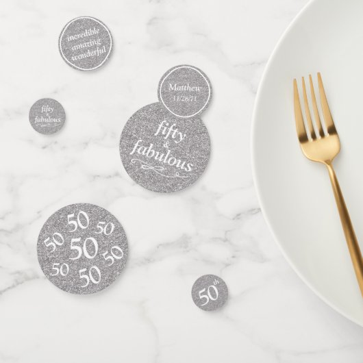 Vijftig En Fabulous Zilver Wit Glitter Tafel Confetti (Groep)