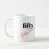 Vijftig en Fabulous Zwart en Rood Script Elegant Koffiemok (Links)