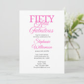 Vijftig en Fabulous Zwart en Roze Script Kaart (Staand voorkant)
