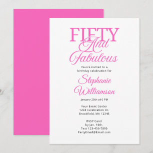 Vijftig en Fabulous Zwart en Roze Script Kaart