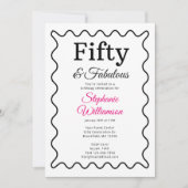 Vijftig en Fabulous Zwart en Roze Script Kaart (Voorkant)