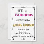 Vijftig en Fabulous Zwart Goud Roze Art Deco Kaart (Voorkant)