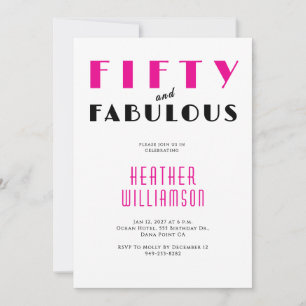 Vijftig en Fabulous Zwart Roze 50ste Verjaardag  Kaart